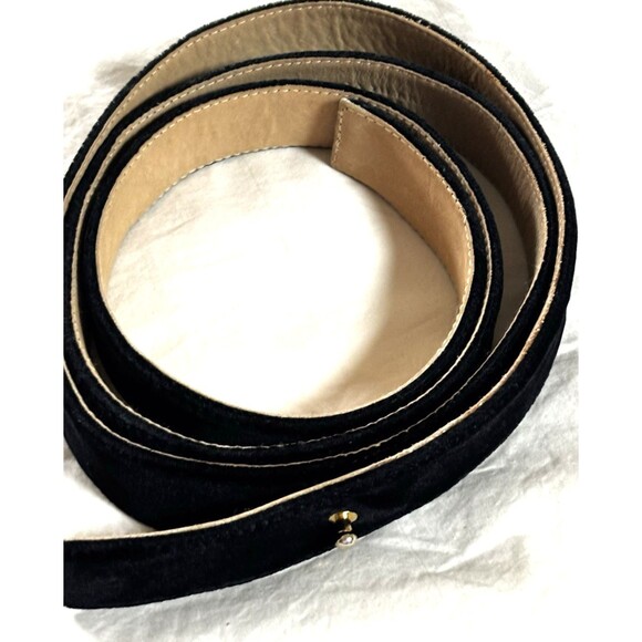 Carolina Herrera New York Black Velvet Leather Wrap Belt Snap Waist Cinch VTG main image 4